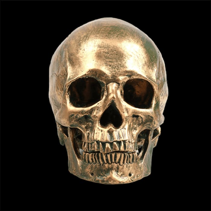 Statue tête de mort - crâne en or 14 cm – Image 4