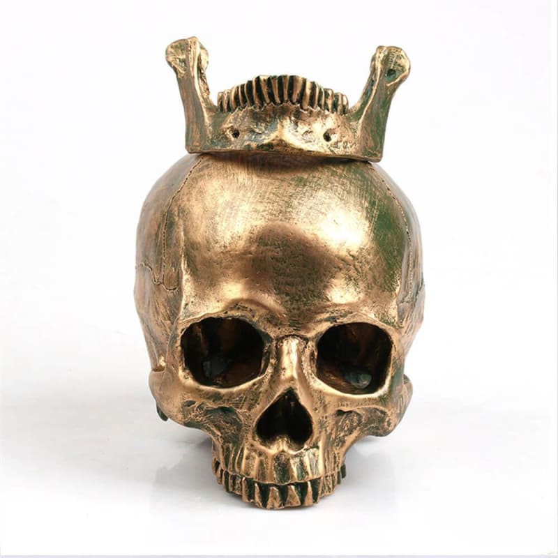 Statue tête de mort - crâne en or 14 cm – Image 3