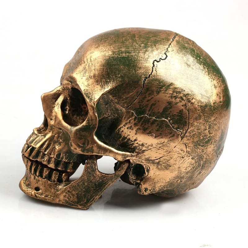 Statue tête de mort - crâne en or 14 cm – Image 2