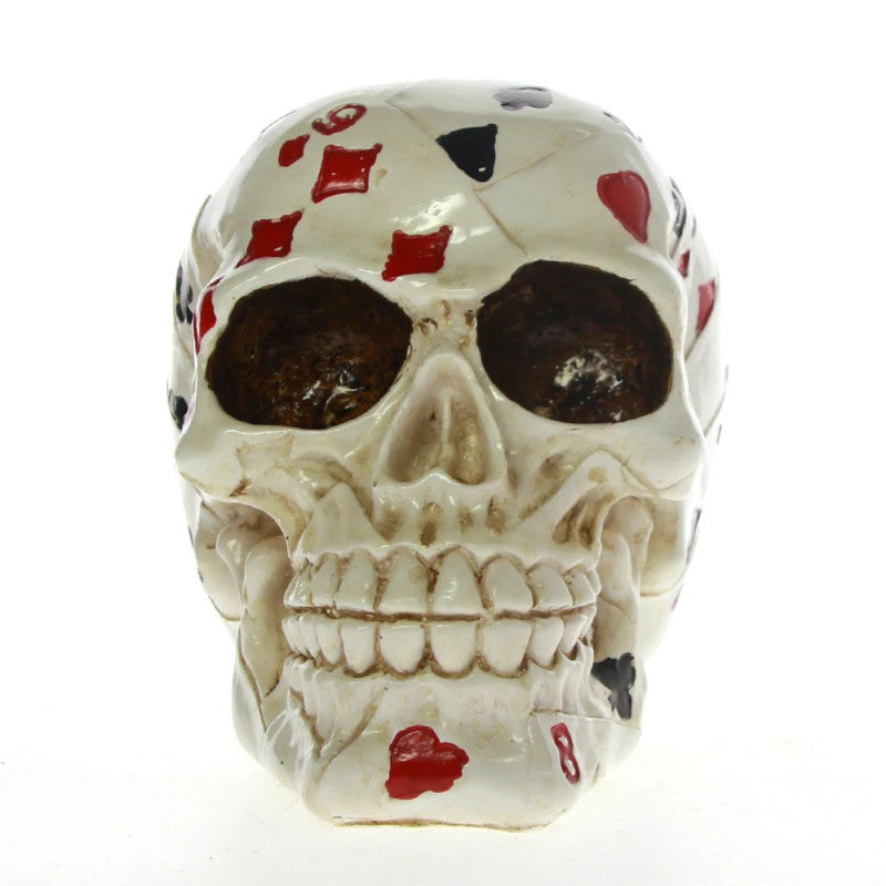 Statue tête de mort as du poker en résine 12 cm – Image 2