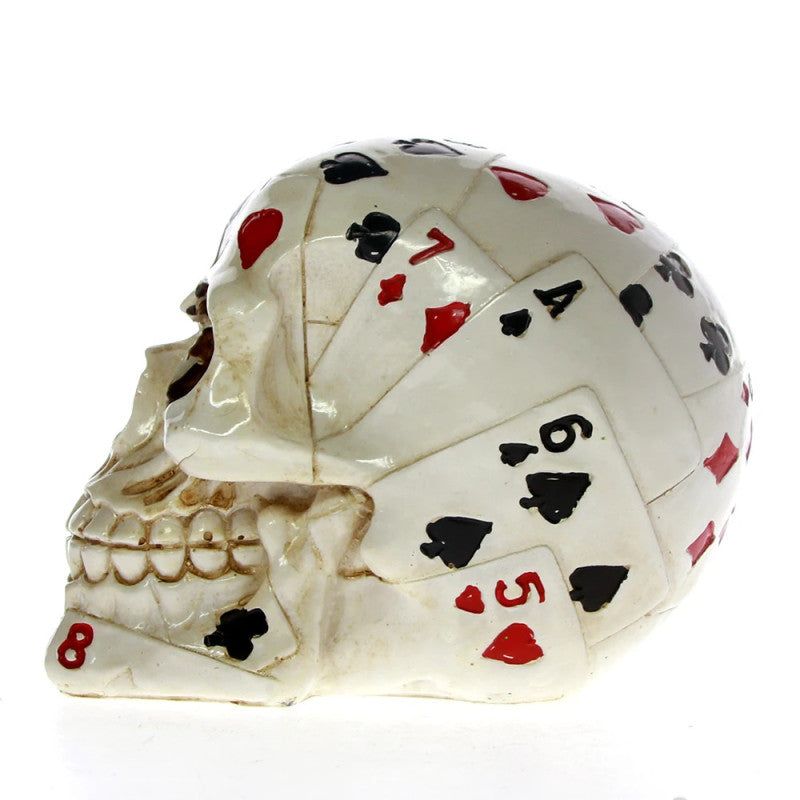 Statue tête de mort as du poker en résine 12 cm – Image 3