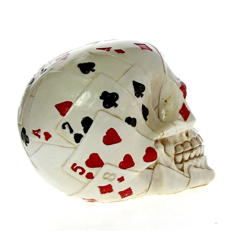 Statue tête de mort as du poker en résine 12 cm – Image 4