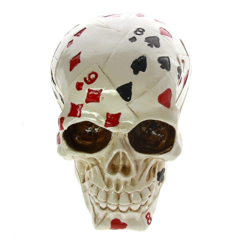 Statue tête de mort as du poker en résine 12 cm – Image 5