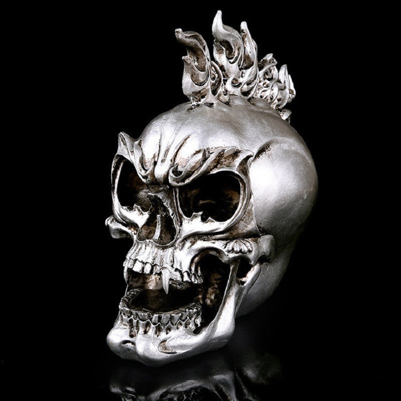 Statue tête de mort style punk crâne 21 cm