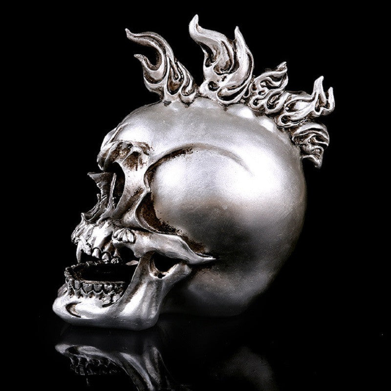 Statue tête de mort style punk crâne 21 cm – Image 3