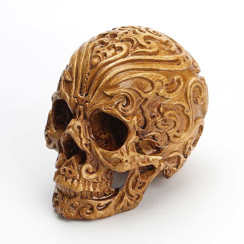 Statue tête de mort en bois sculpté – Image 2