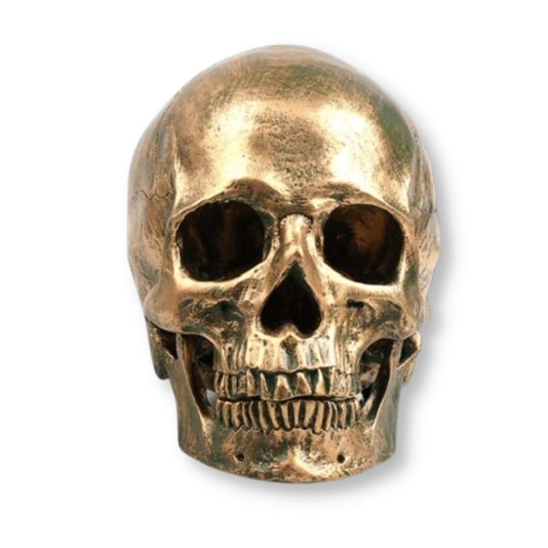 Statue tête de mort - crâne en or 14 cm