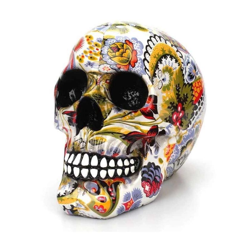 Statue tête de mort - sculpture crânienne style mexicain pour déco