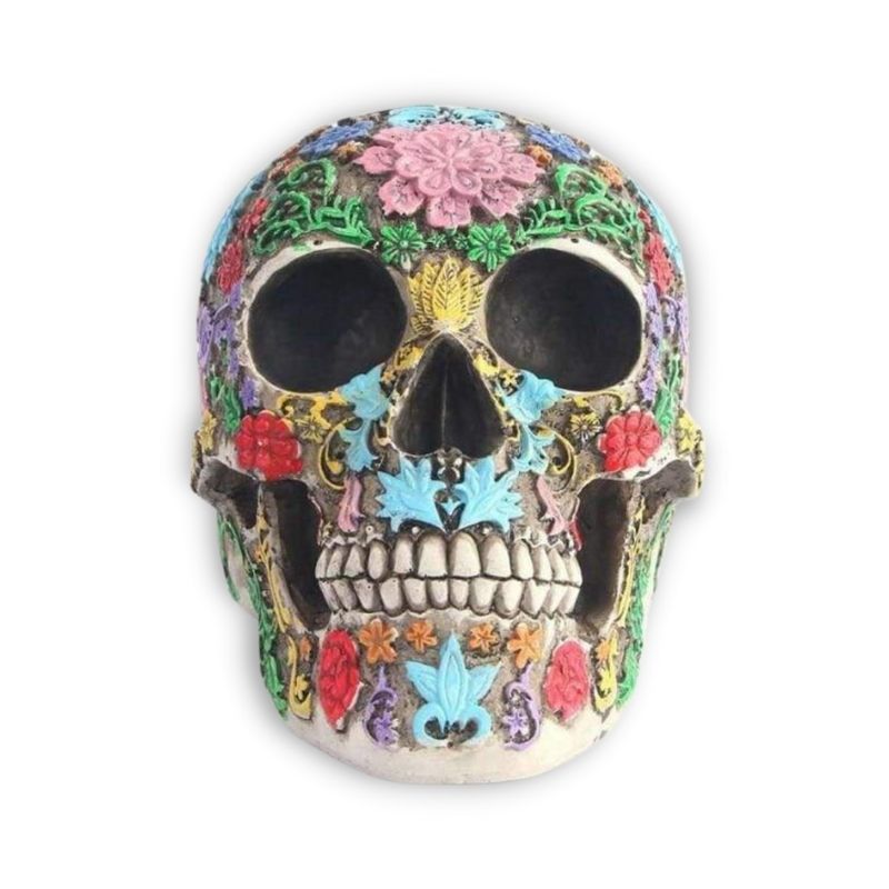 Statue tête de mort ornement mexicain 19 cm